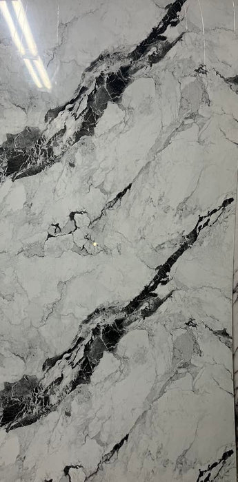 UV Marble Sheets, black and white veins 1 Sheet, 4 X 8 Feet