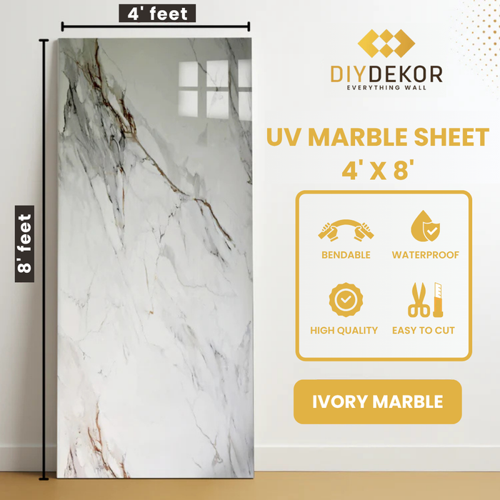 UV Marble Sheets, Ivory Marble 1 Sheet, 4 X 8 Feet