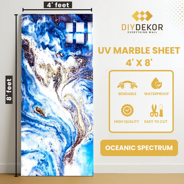 UV Marble Sheets, Oceanic Spectrum 1 Sheet, 4 X 8 Feet