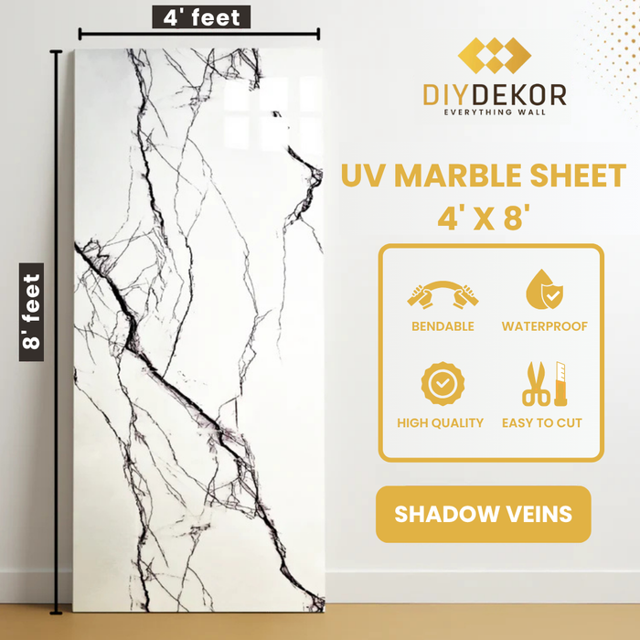 UV Marble Sheets, Shadow Veins 1 Sheet, 4 X 8 Feet