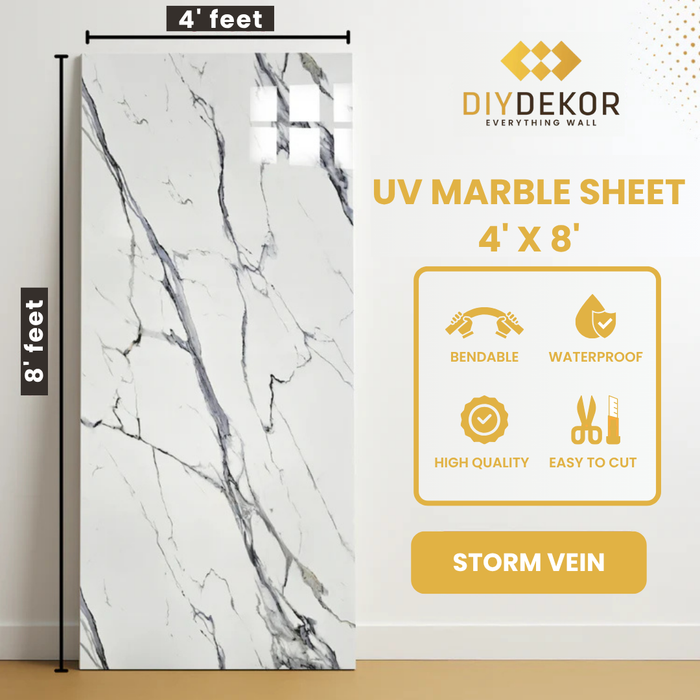 UV Marble Sheets, Storm Vein 1 Sheet, 4 X 8 Feet