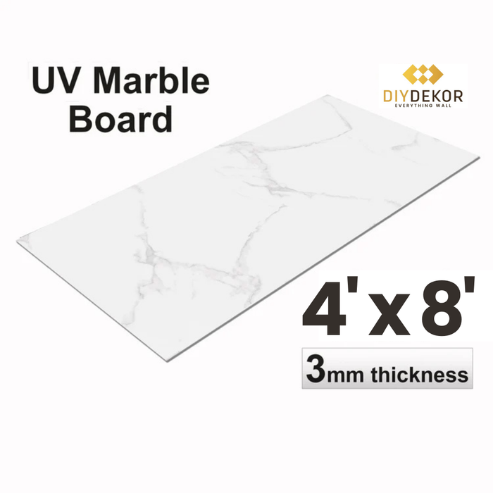 UV Marble Sheets, White Elegance 1 Sheet, 4 X 8 Feet