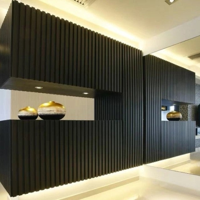 WPC Fluted Panels, Black color, 8 feet long * 6.5inch