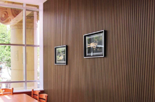 WPC Fluted Panels, Walnut Brown color, 8 feet long * 6.5inch
