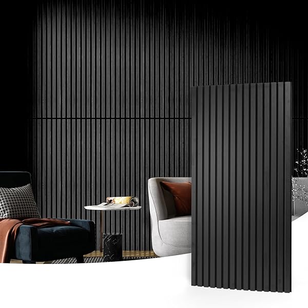 Wood Slatted Acoustic Panels, Black