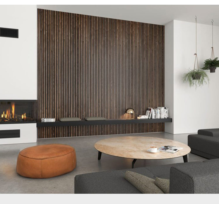 Wood Slatted Acoustic Panels Walnut Brown