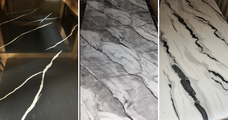PVC Panneau Mural Style Marble black marble 8 pied par 4 Pied (3mm)