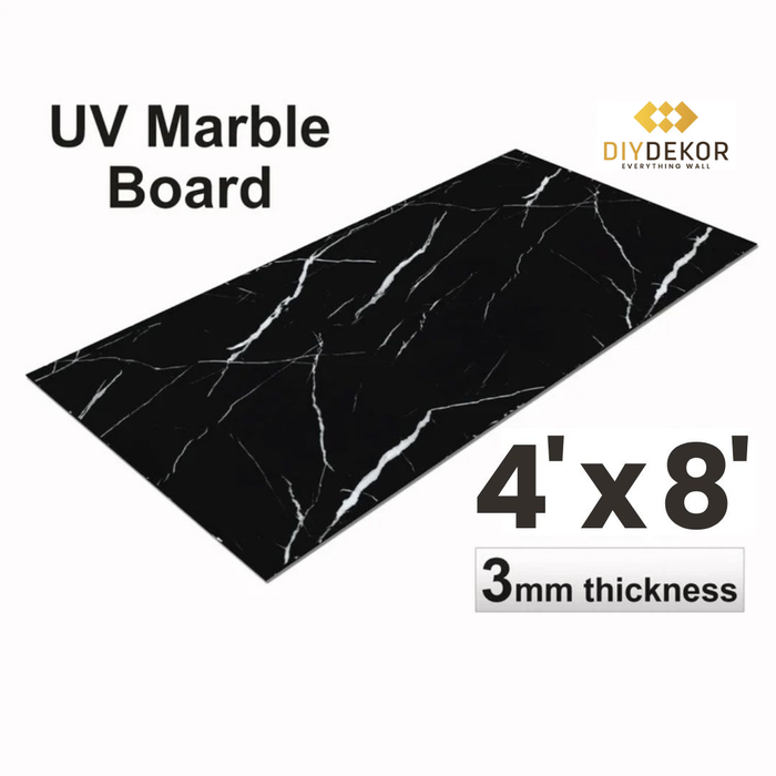 UV Marble Sheets, Black Echo, 1 Sheet, 4 X 8 Feet