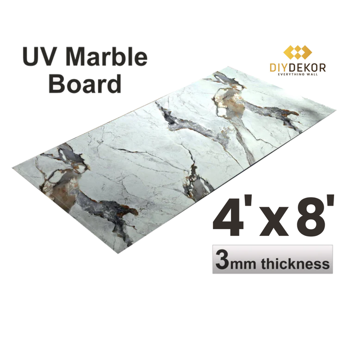 UV Marble Sheets, Deluxe White 1 Sheet, 4 X 8 Feet