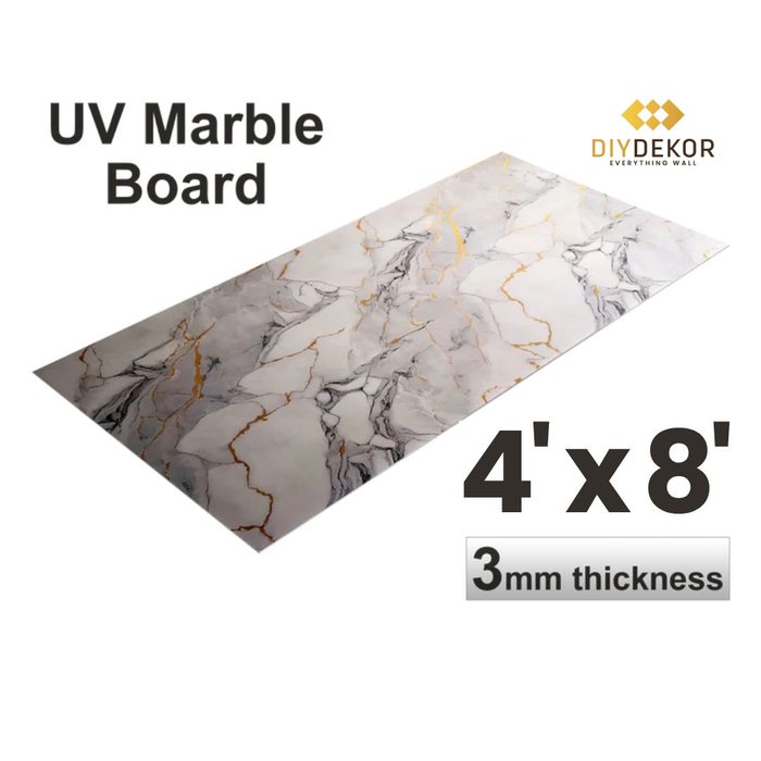 UV Marble Sheets, Gold Gray Veined 1 Sheet, 4 X 8 Feet