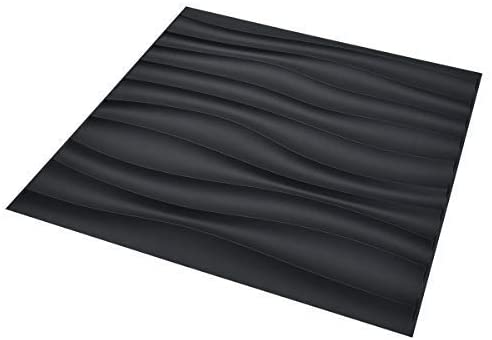 3D Wavy Wall Black  (Set of 10) 27 sq.ft)