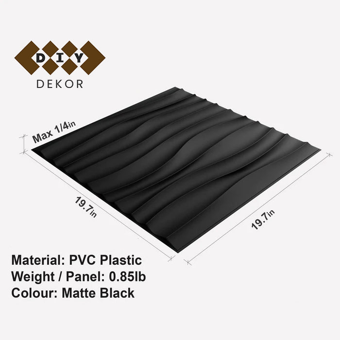 3D Wavy Wall Black  (Set of 10) 27 sq.ft)