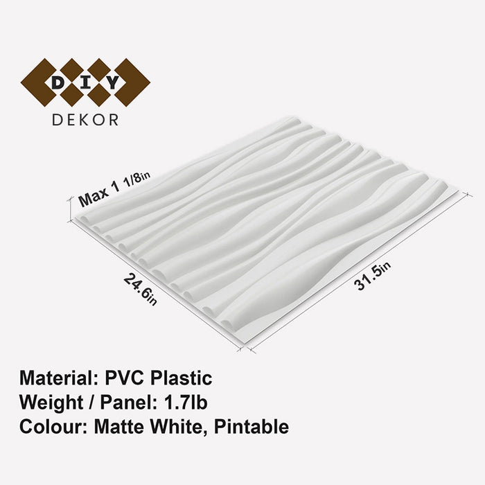 3D Wavy Wall White (Set of 10 | Makes up to 27 sq.ft)